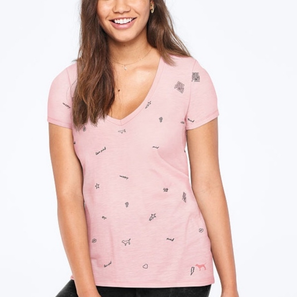 NWT PINK  Perfect V-Neck Tee XS